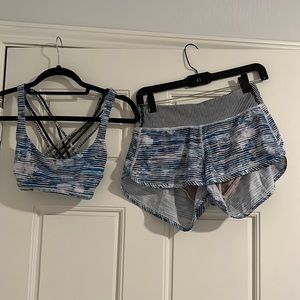 Lulu lemon speed short with matching sports bra